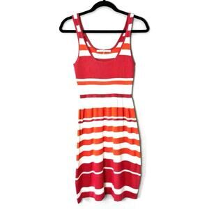 Trina Turk Orange & Peach Ribbed Knit Sweater Dress Size Medium